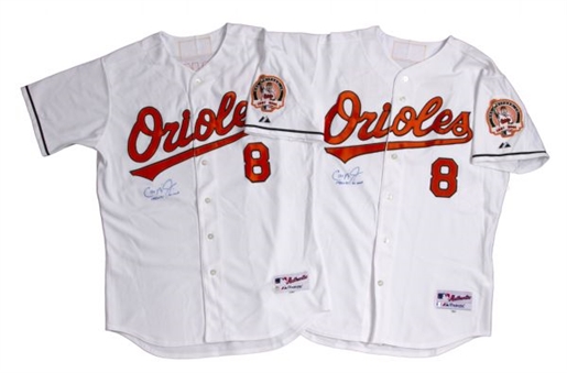 Pair of Cal Ripken Jr. Signed and Inscribed Baltimore Orioles Jerseys
